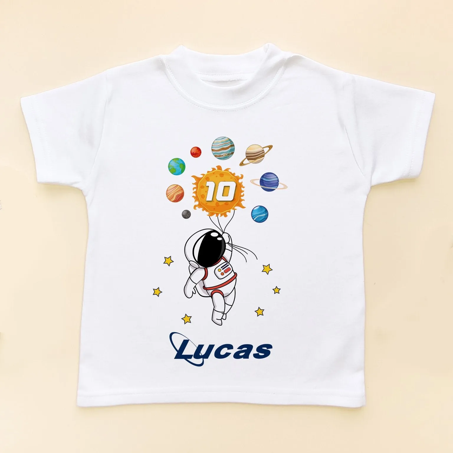 10th Birthday Astronaut Solar System Personalised T Shirt