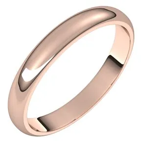 14K Rose 3 mm Half Round Band Size 6