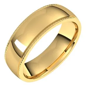 14K Yellow 6 mm Rope Half Round Comfort Fit Band Size 9