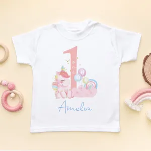 1st Birthday Unicorn Personalised Toddler & Kids T Shirt