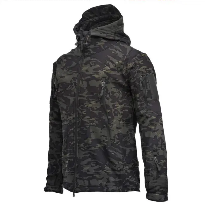 2024 new Shark Skin Soft Shell Jackets Men Tactical Windproof Waterproof Jacket Men Combat Jackets Mens Hooded Bomber Coats