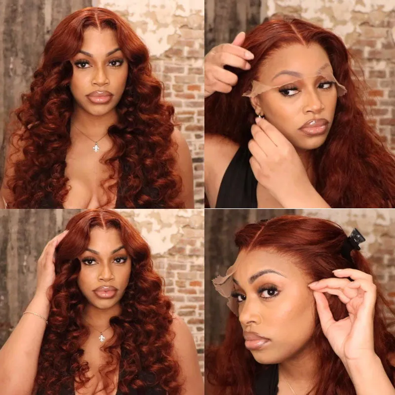 26-inch Reddish Brown Body Wave Human Hair Lace Frontal Wigs 13x4 Ashimary Affordable Long Hair