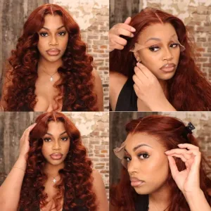 26-inch Reddish Brown Body Wave Human Hair Lace Frontal Wigs 13x4 Ashimary Affordable Long Hair