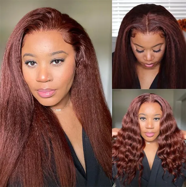 26-inch Reddish Brown Body Wave Human Hair Lace Frontal Wigs 13x4 Ashimary Affordable Long Hair