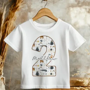 2nd Birthday Safari Animals Theme Personalised Toddler & Kids T Shirt