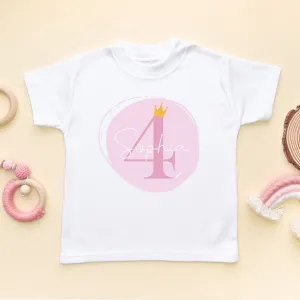 4th Birthday Girl Pink Theme Personalised T Shirt