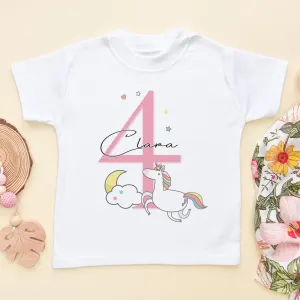 4th Birthday Unicorn Personalised Toddler T Shirt