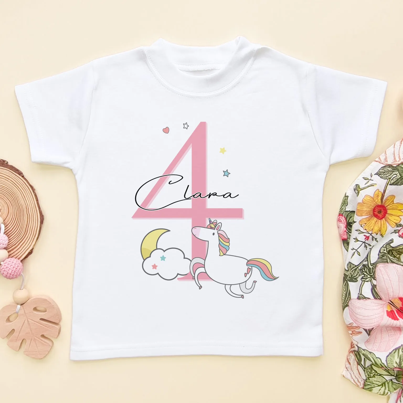 4th Birthday Unicorn Personalised Toddler T Shirt