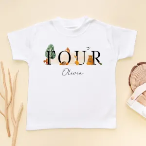 4th Birthday Woodland Animals Personalised T Shirt