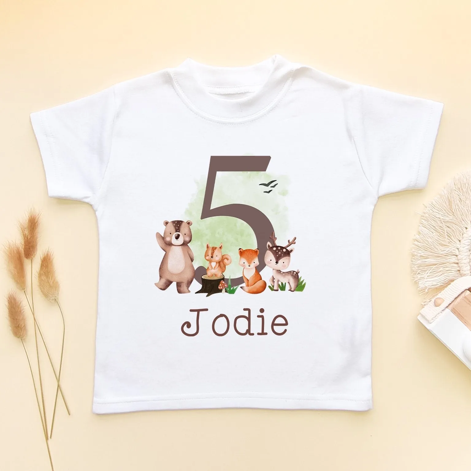 5th Birthday Forest Animals Personalised T Shirt