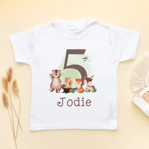 5th Birthday Forest Animals Personalised T Shirt