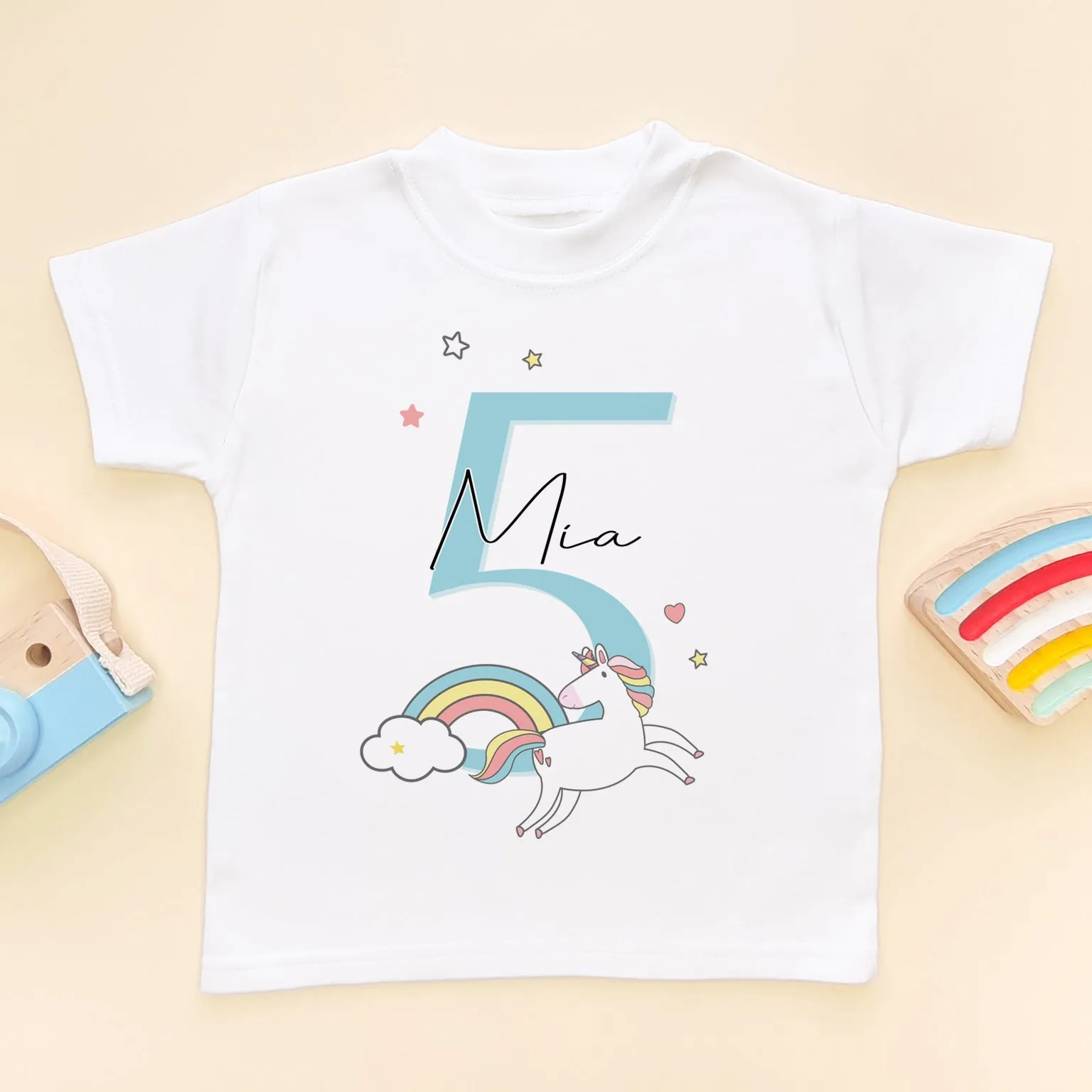 5th Birthday Unicorn Personalised Toddler T Shirt