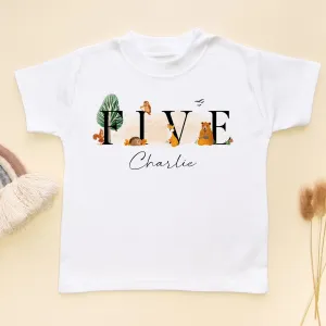 5th Birthday Woodland Animals Personalised T Shirt