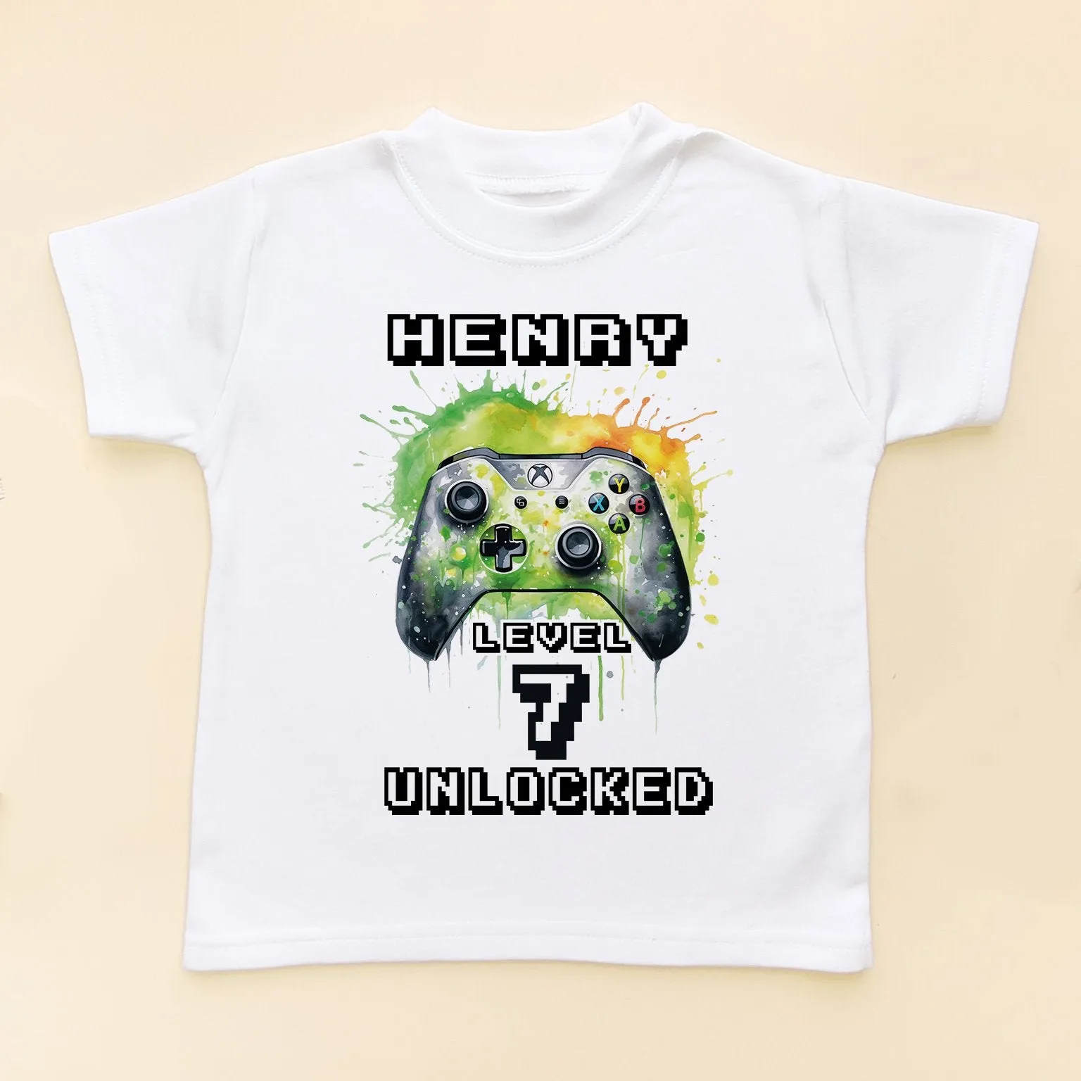 7th Birthday Unlocked Gamer Personalised T Shirt