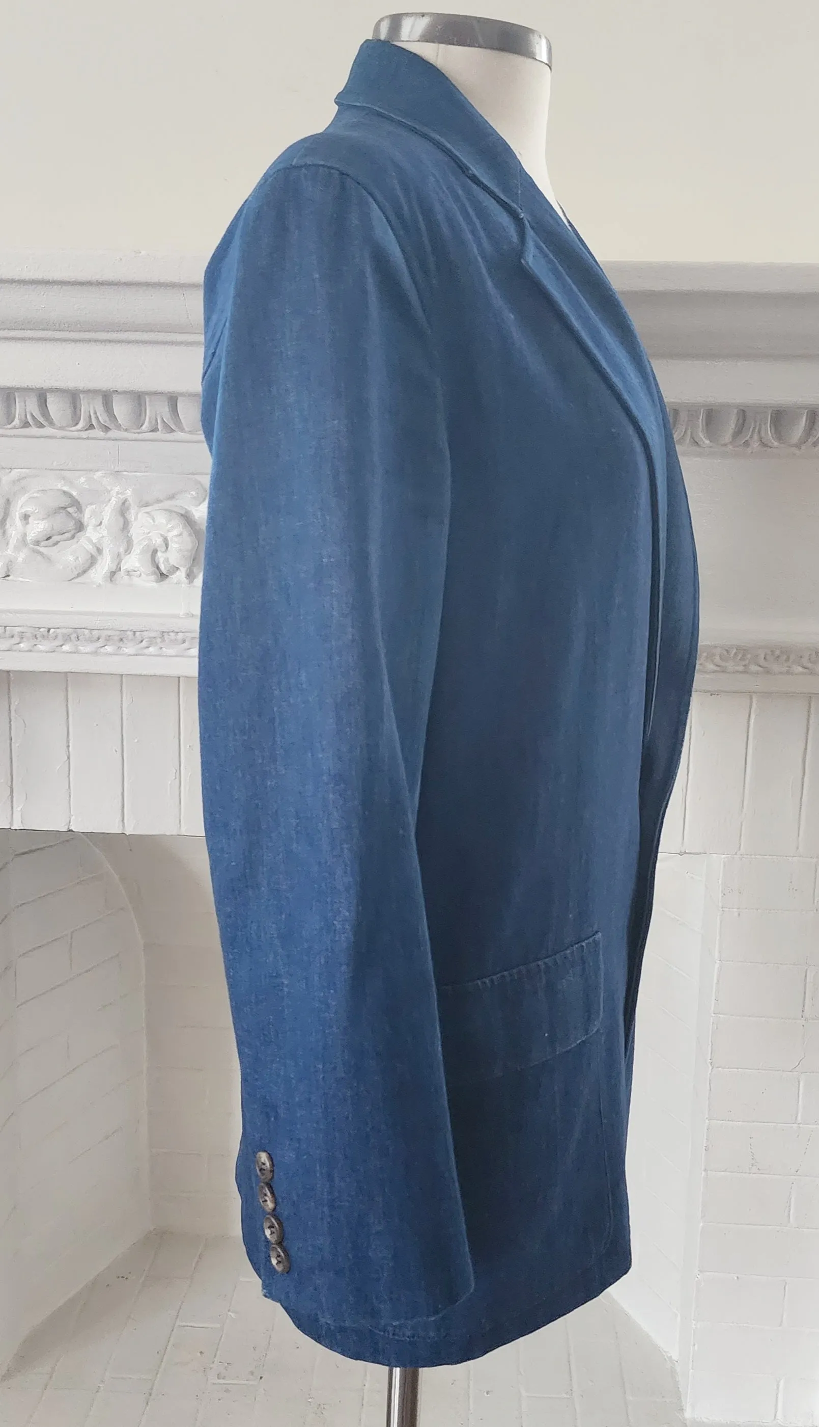 80s Blue Denim Blazer Oversized Jacket by Ralph Lauren / S