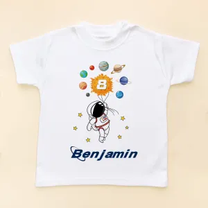 8th Birthday Astronaut Solar System Personalised T Shirt