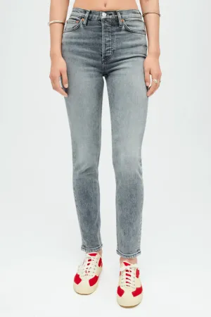 90s High Rise Ankle Crop | Silver Fade