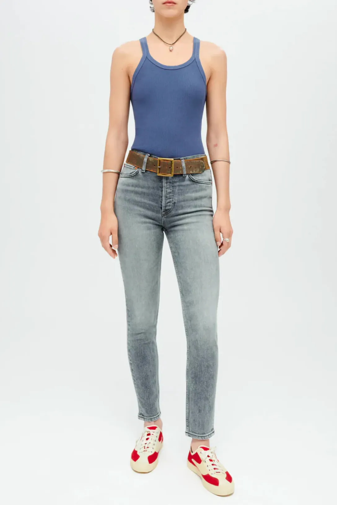 90s High Rise Ankle Crop | Silver Fade