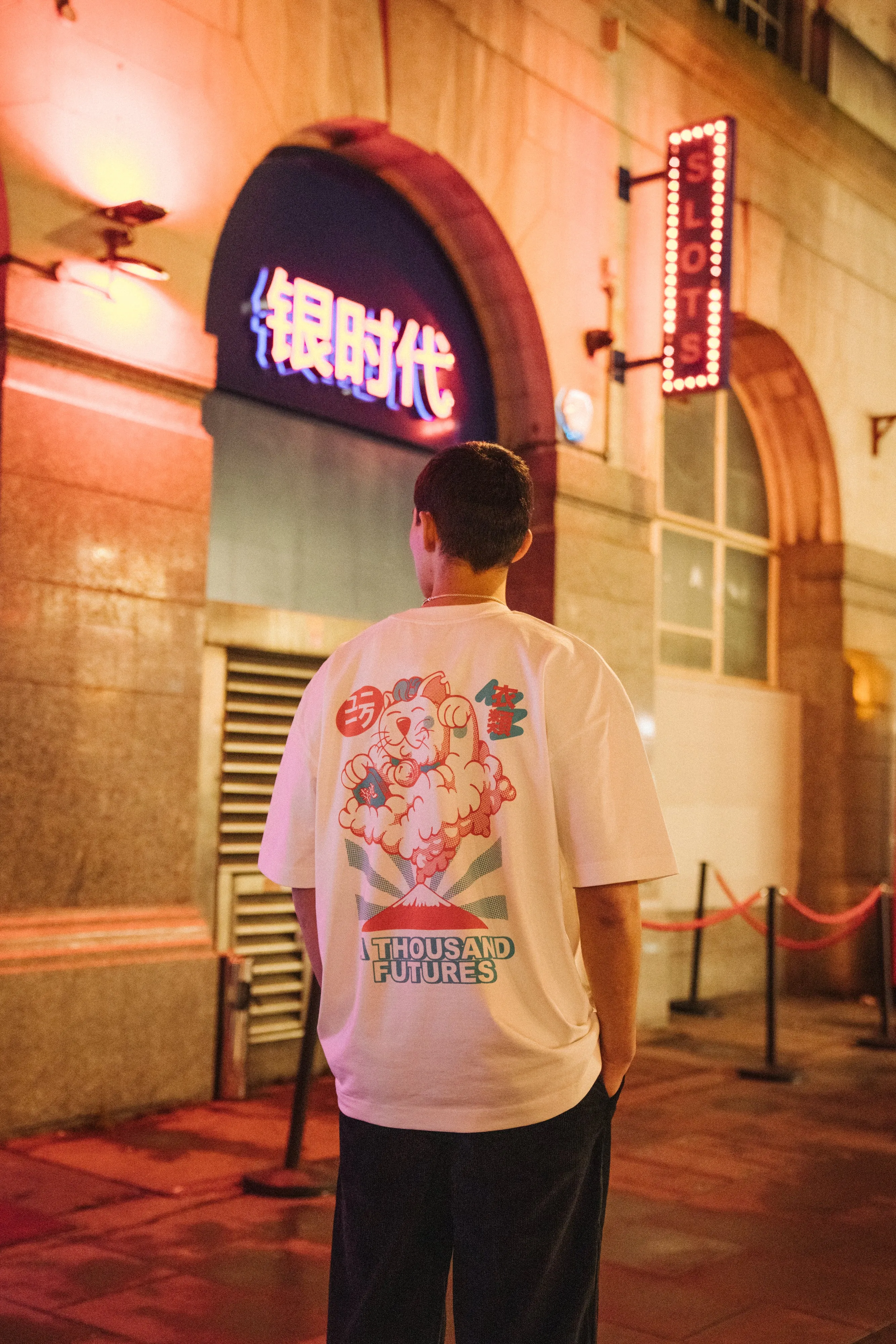 A Thousand Futures 'Lucky Cat' Tee - Vintage White