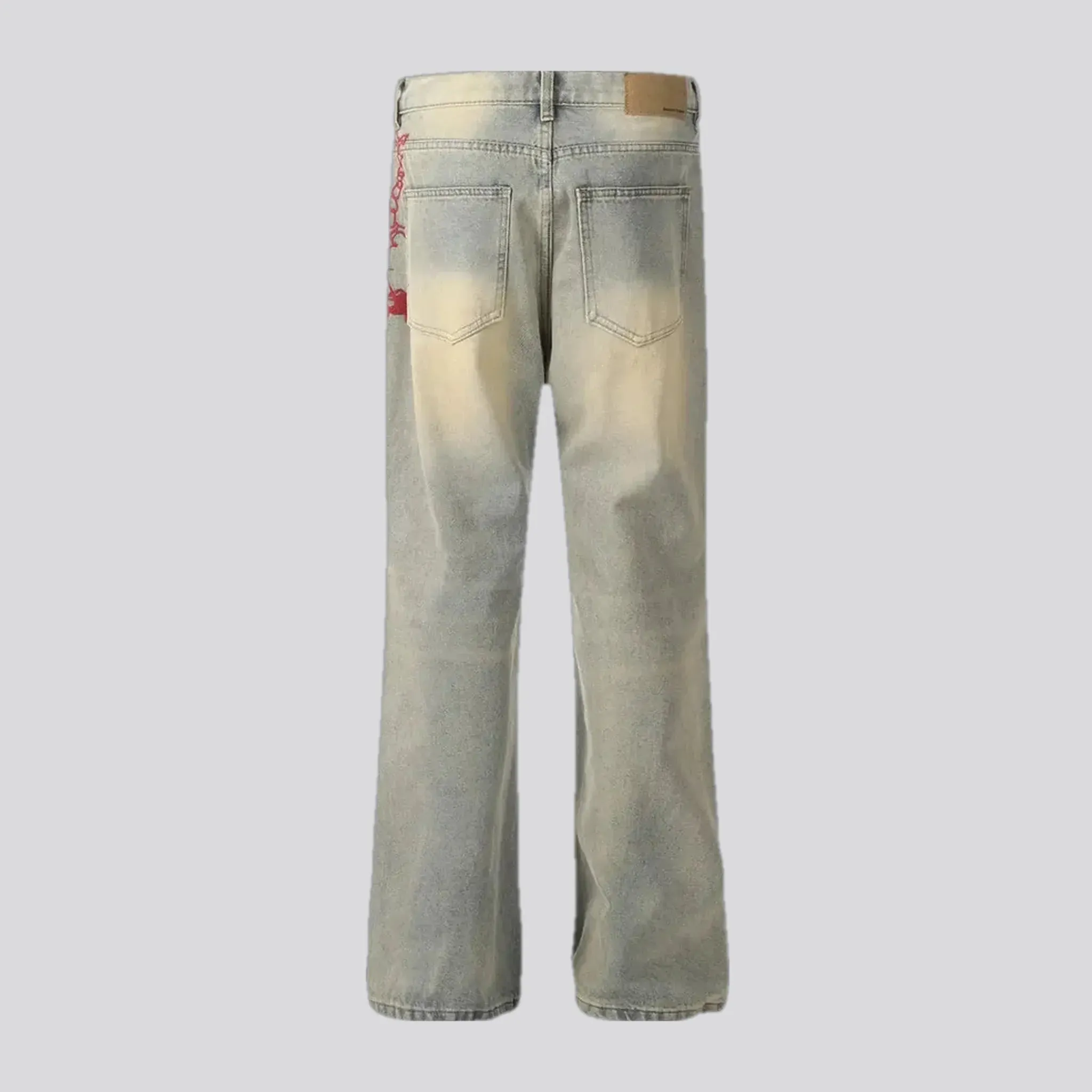 Abraded fashion jeans for men