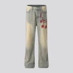 Abraded fashion jeans for men