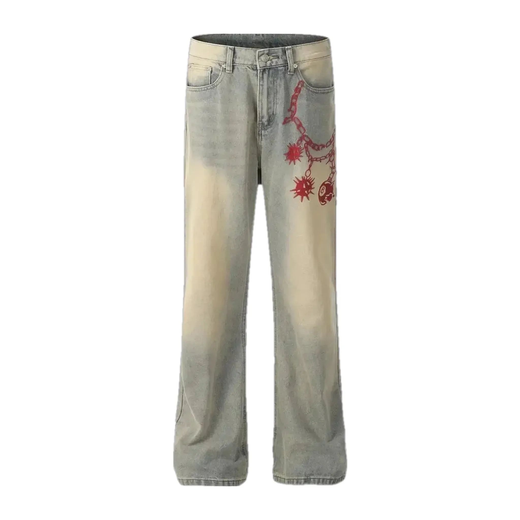 Abraded fashion jeans for men