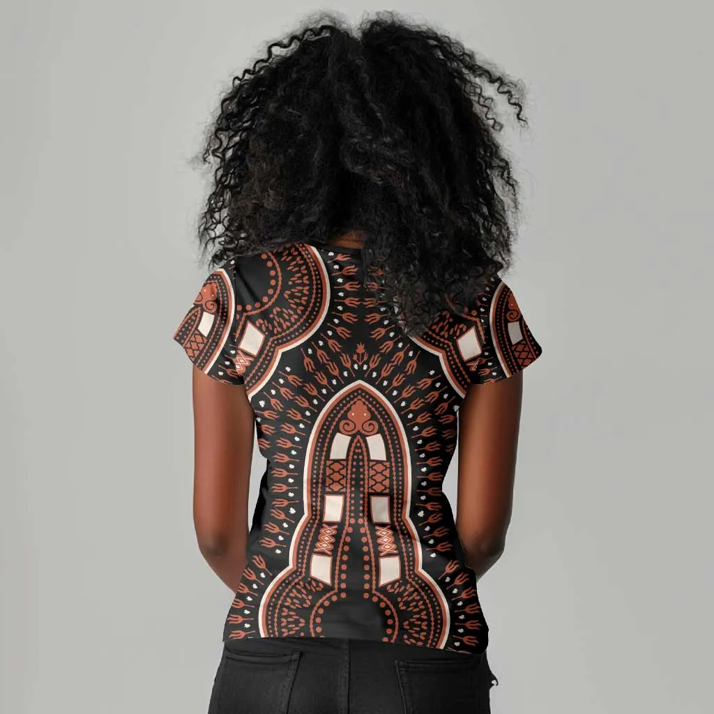 African Dashiki Women V-Neck T-Shirt Afro Vintage Pattern LT01