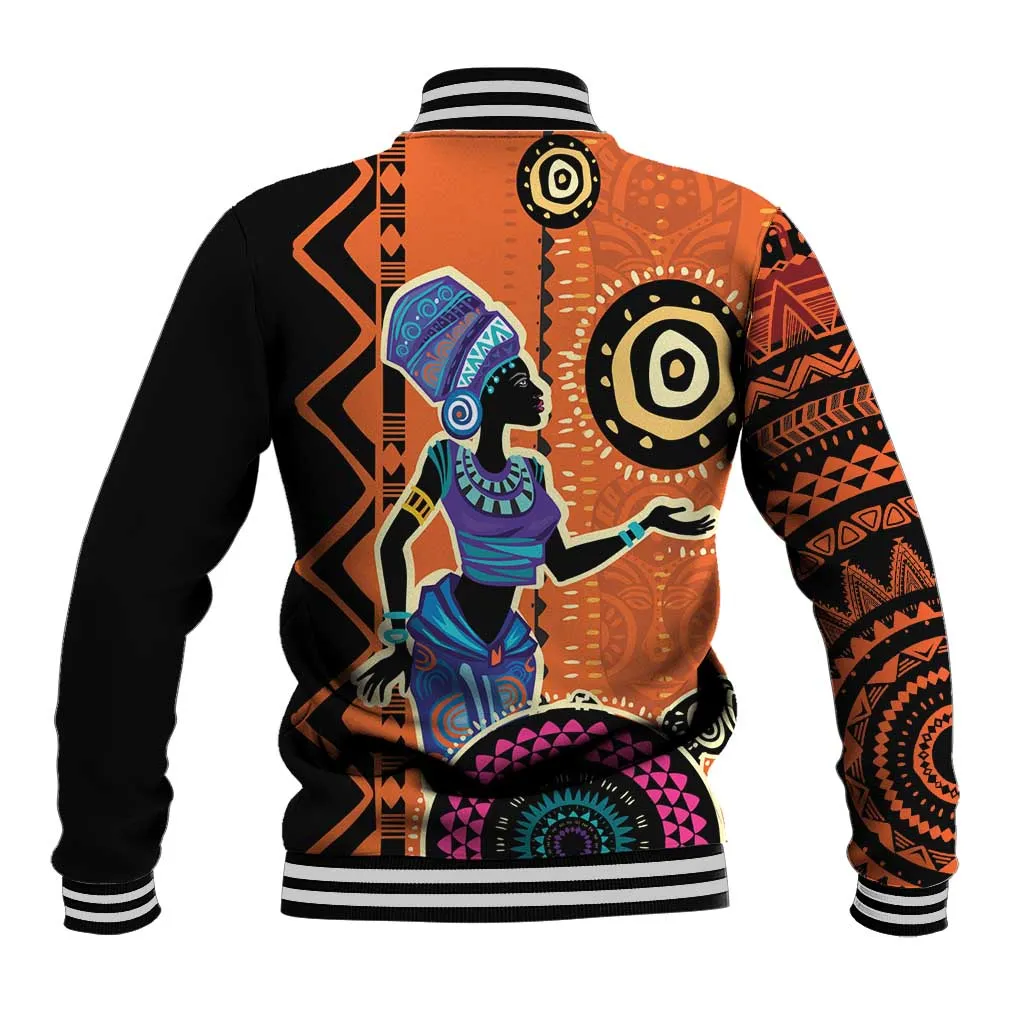 African Woman In Ethnic Dress Baseball Jacket Ethnic Geometric Patterns LT18