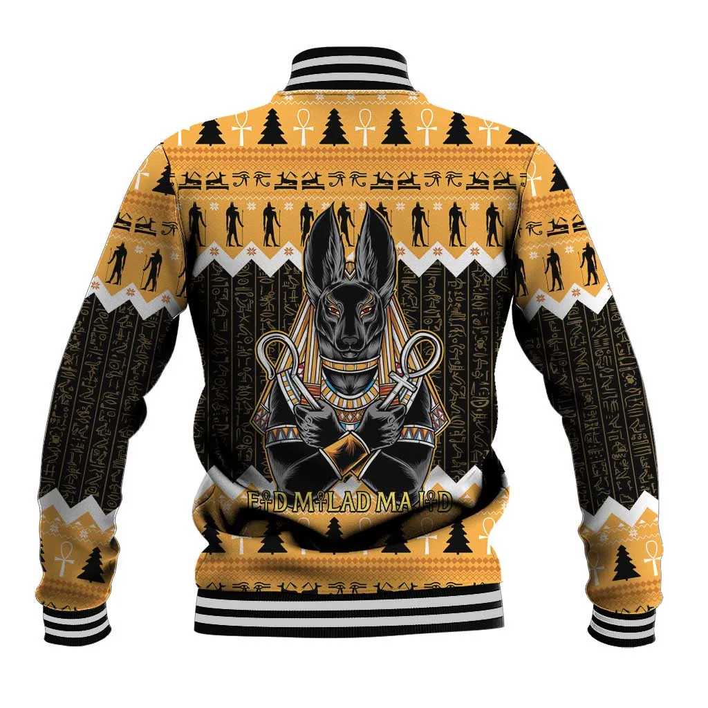 Afro Ancient Egyptian Baseball Jacket Anubis - Merry Christmas LT15