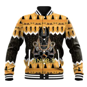 Afro Ancient Egyptian Baseball Jacket Anubis - Merry Christmas LT15