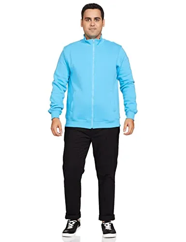 Amazon Brand - Symbol Men's Cotton Blend Round Neck Sweat shirt (AW18MNSSW03I_Aqua Blue_Small_Aqua Blue_S)