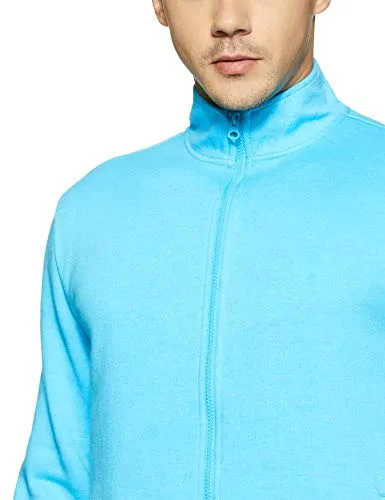 Amazon Brand - Symbol Men's Cotton Blend Round Neck Sweat shirt (AW18MNSSW03I_Aqua Blue_Small_Aqua Blue_S)
