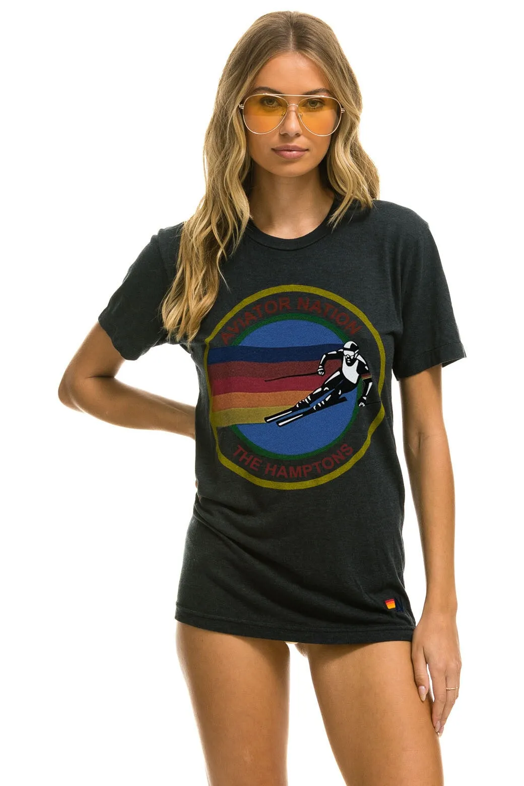 AVIATOR NATION HAMPTONS UNISEX CREW TEE - CHARCOAL