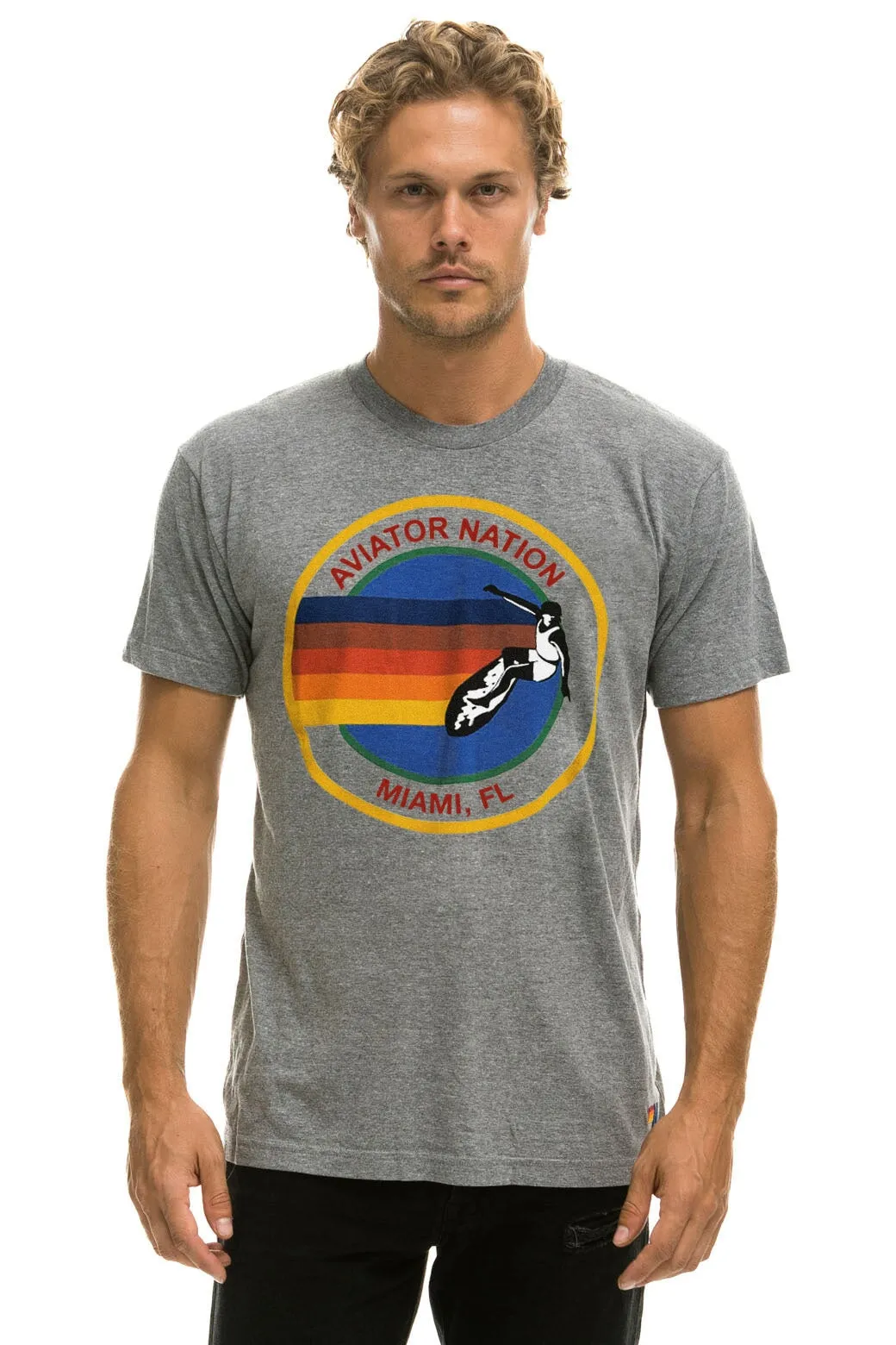 AVIATOR NATION MIAMI TEE -  HEATHER GREY