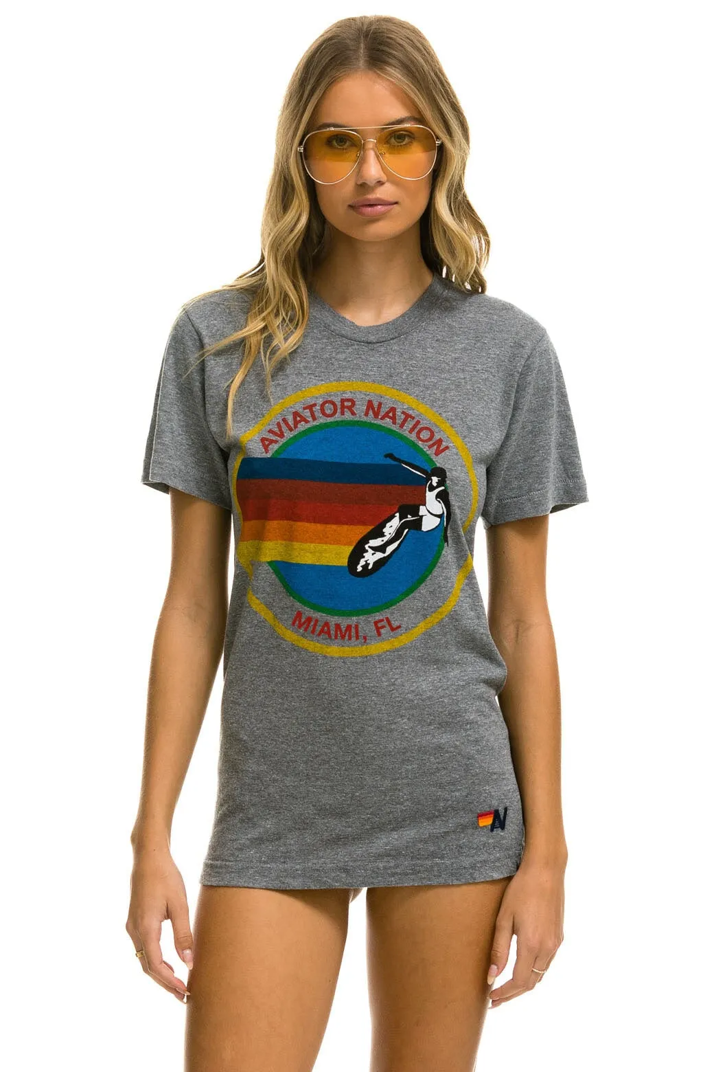 AVIATOR NATION MIAMI TEE -  HEATHER GREY