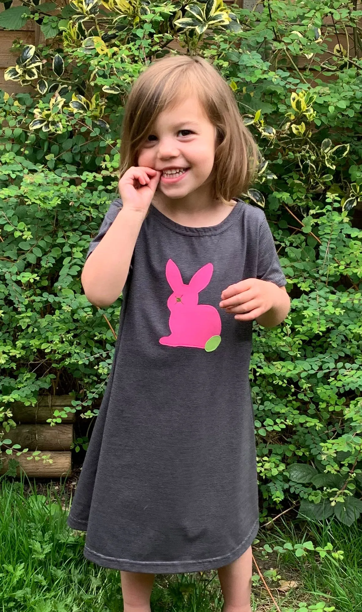Baby Rabbit Dress - Fine Stripe Grey