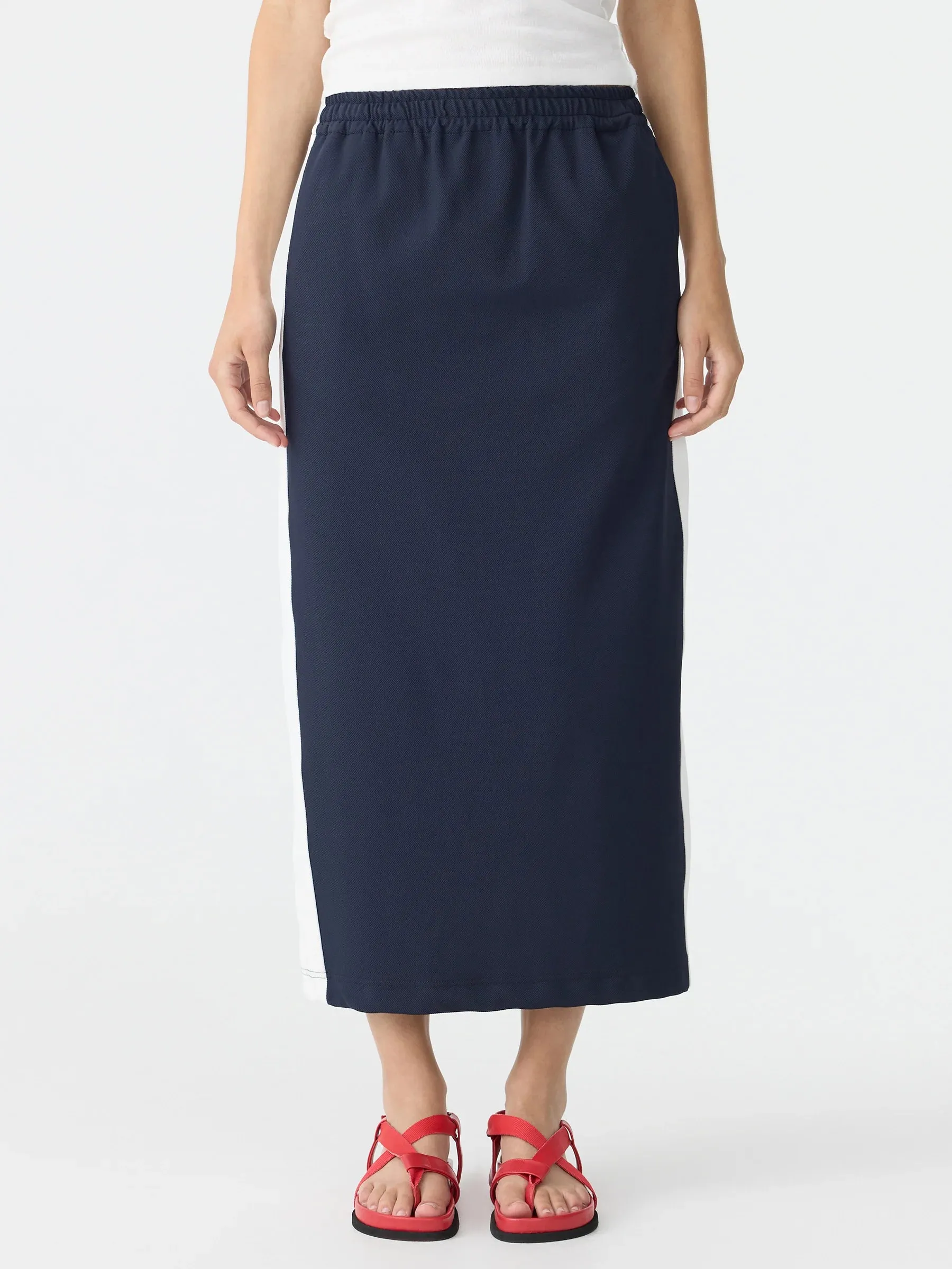 Bassike Stretch Twill Pull On Skirt in Ink and White