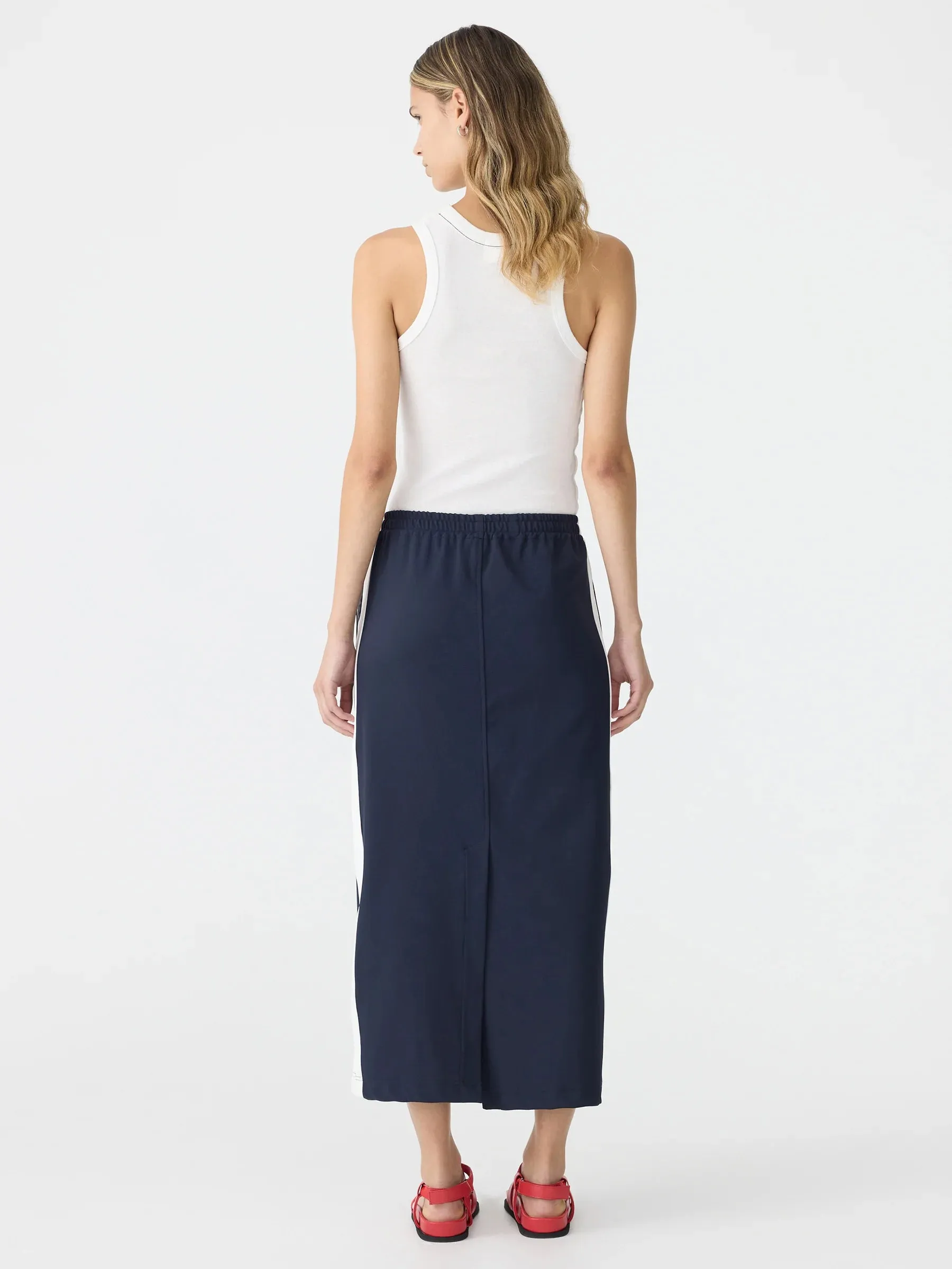 Bassike Stretch Twill Pull On Skirt in Ink and White