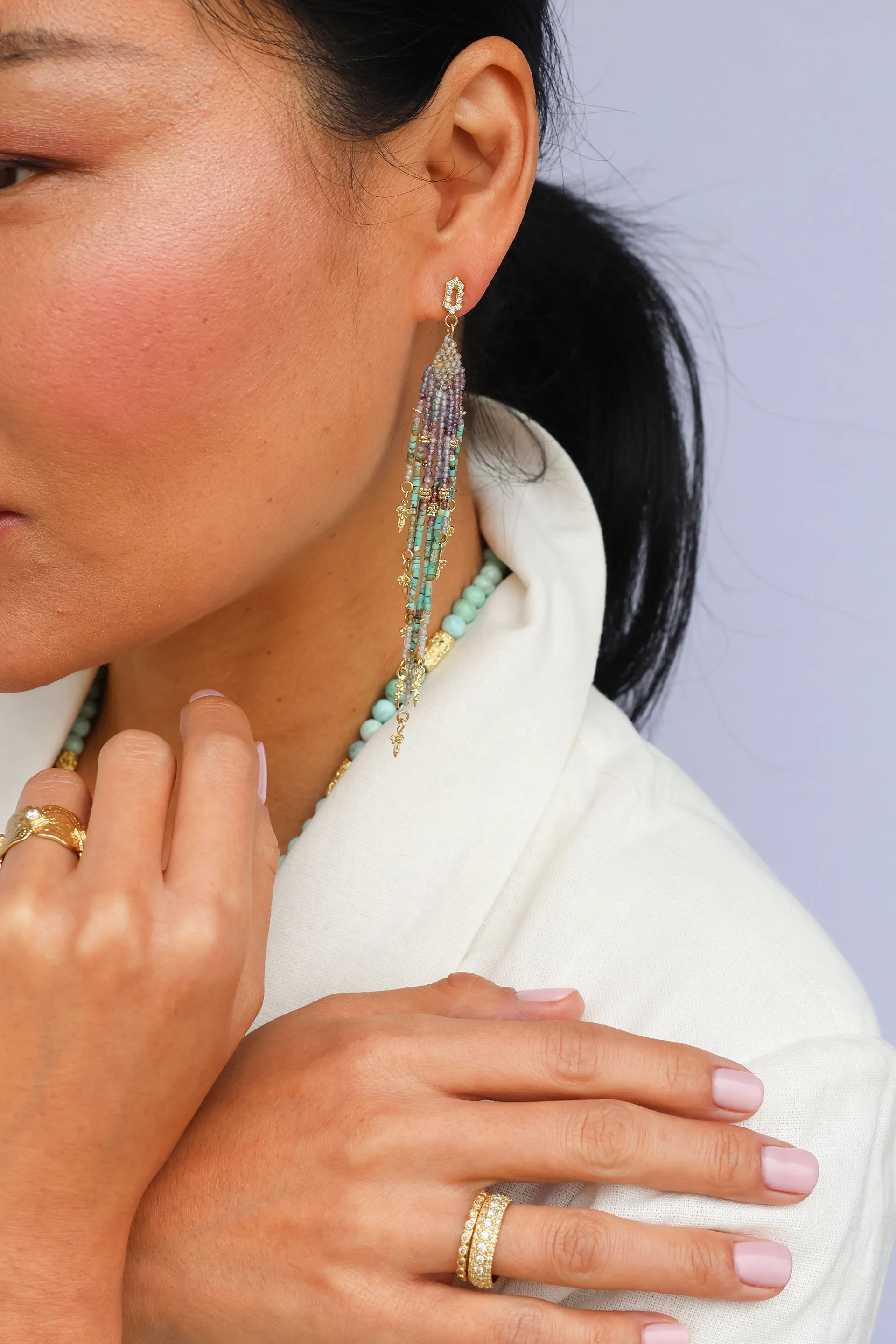 BEADED FEATHER EARRINGS
