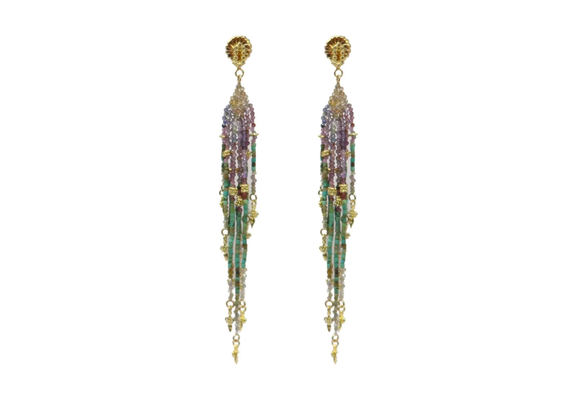 BEADED FEATHER EARRINGS