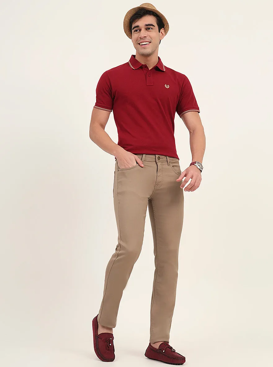 Beige Washed Narrow Fit Jeans | Greenfibre