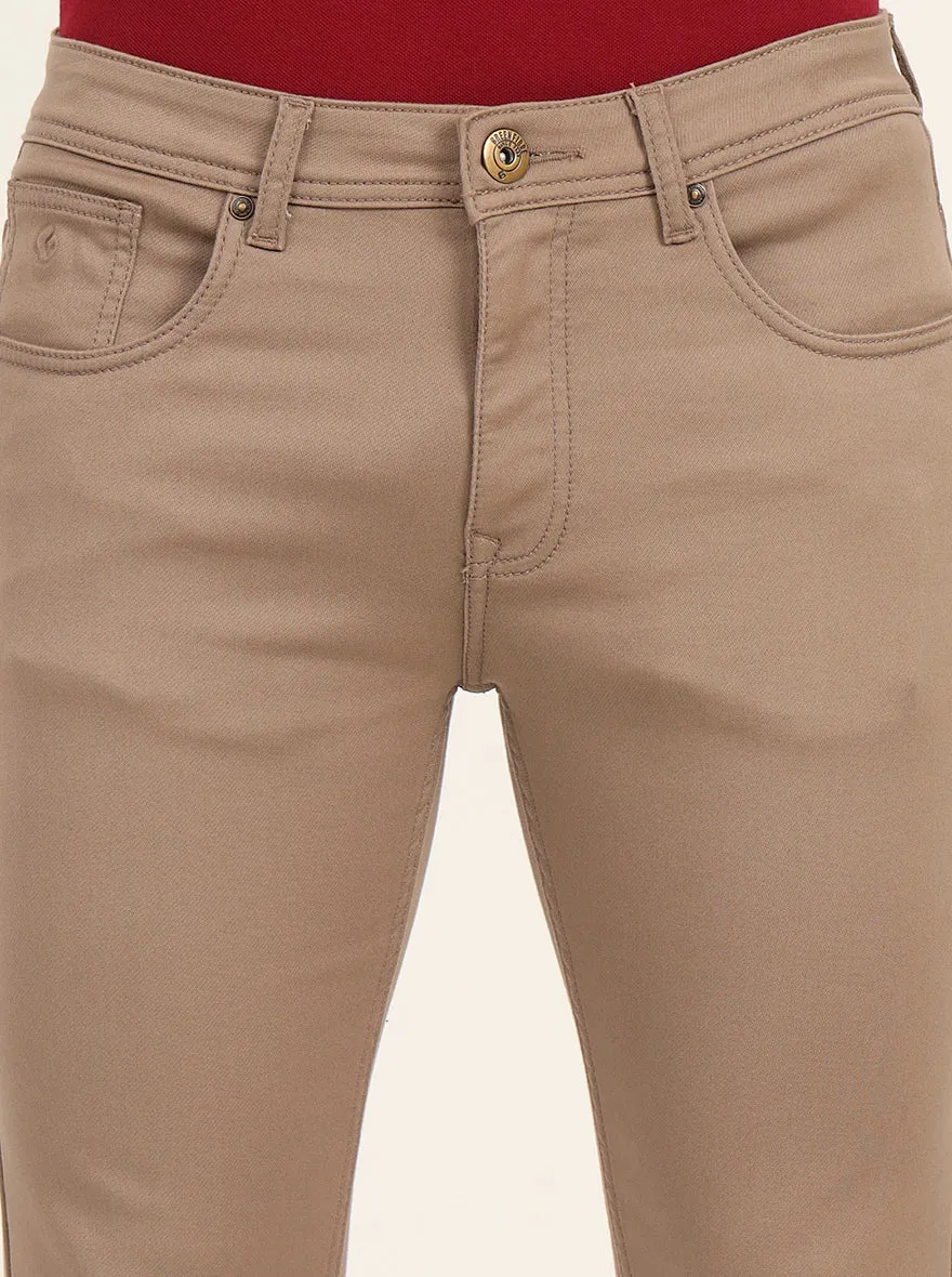 Beige Washed Narrow Fit Jeans | Greenfibre