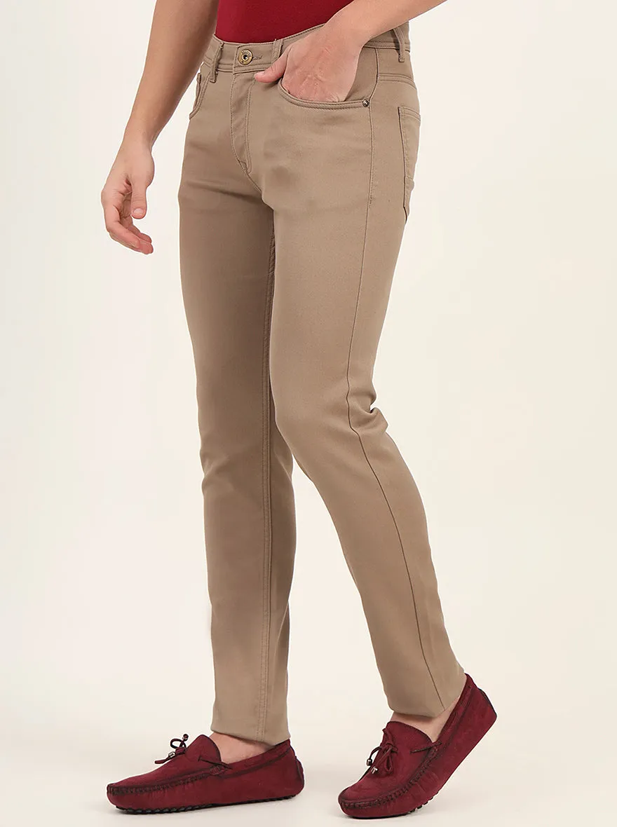 Beige Washed Narrow Fit Jeans | Greenfibre