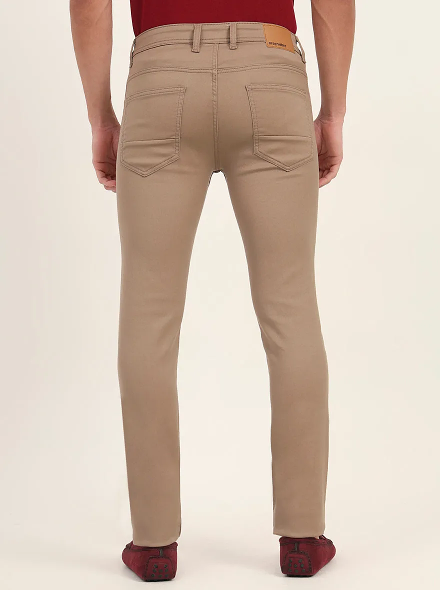 Beige Washed Narrow Fit Jeans | Greenfibre