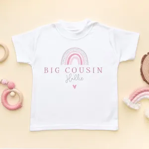 Big Cousin Pink Boho Rainbow Personalised Toddler & Kids T Shirt