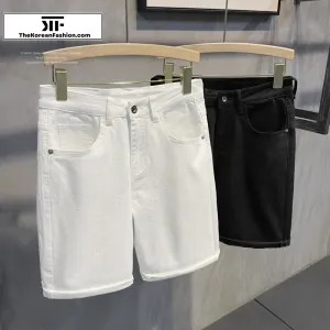 Black And White Jeans Shorts
