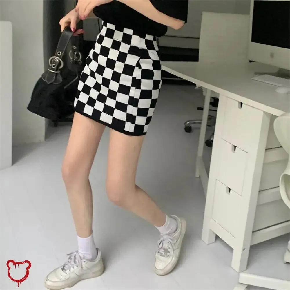 Black Check Grunge Mini