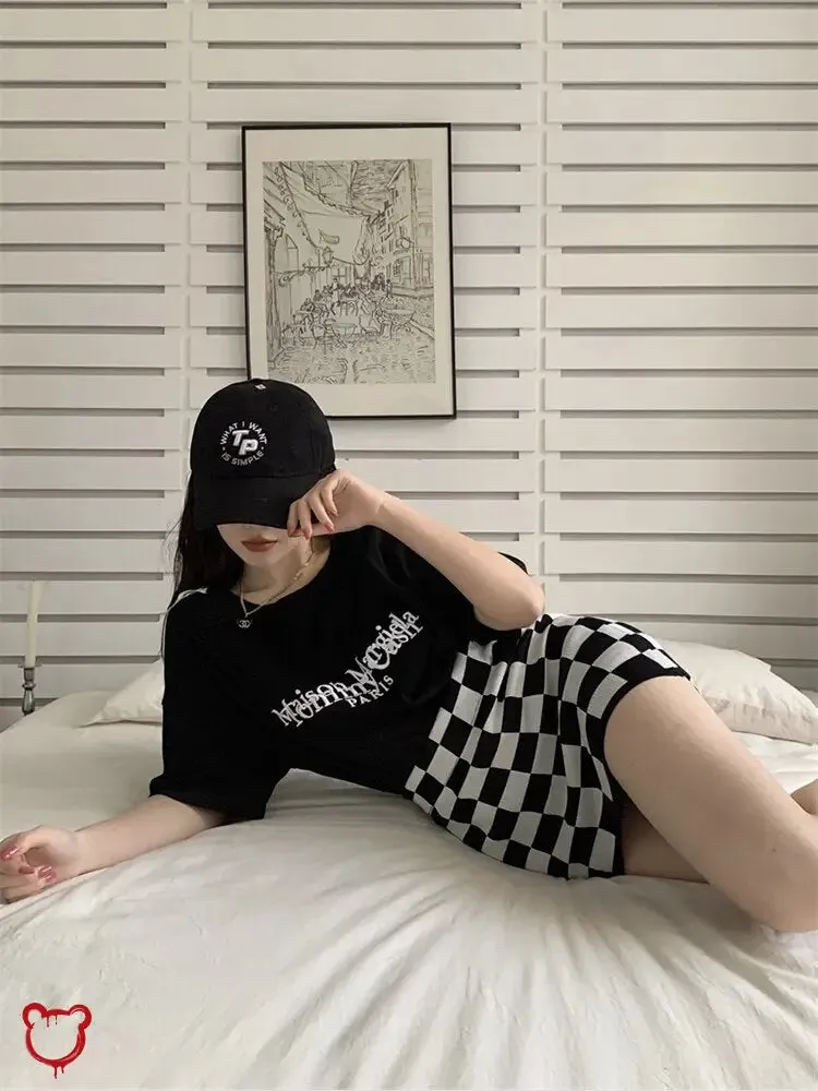 Black Check Grunge Mini
