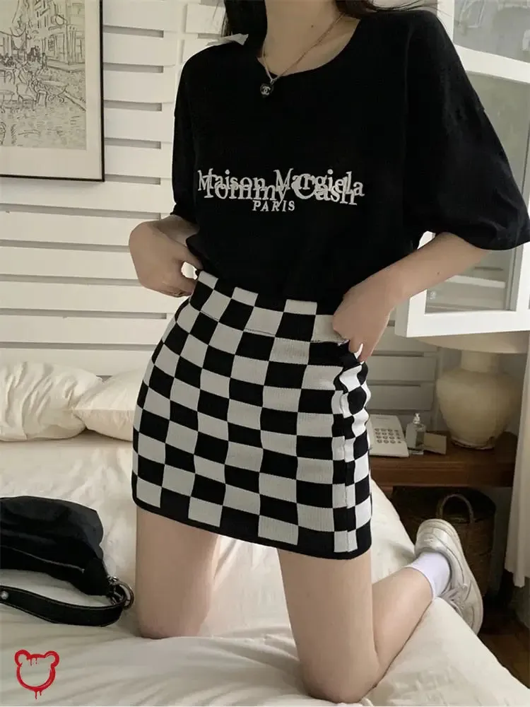 Black Check Grunge Mini