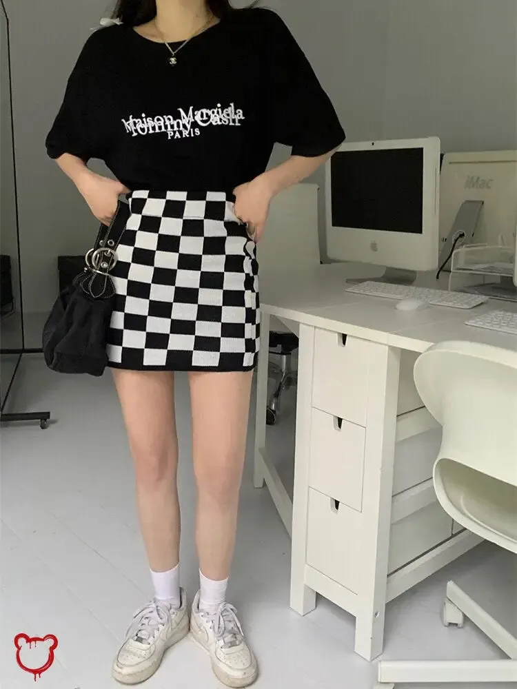 Black Check Grunge Mini